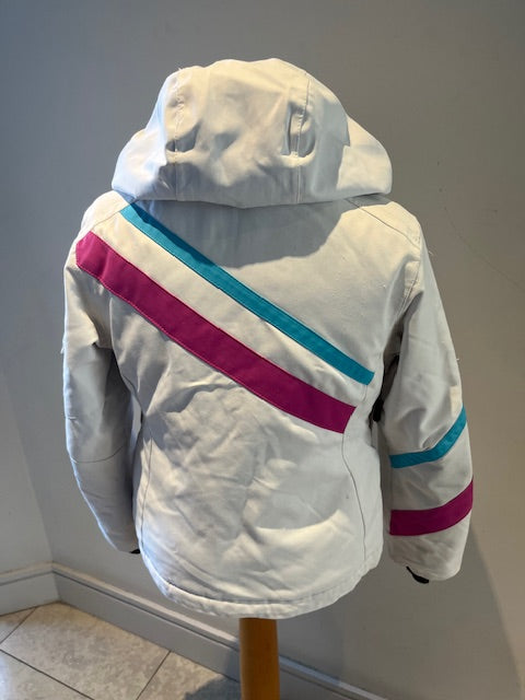 KID’S OBERMEYER JACKET WHITE / PINK/TURQUOISE STRIPES 8YRS