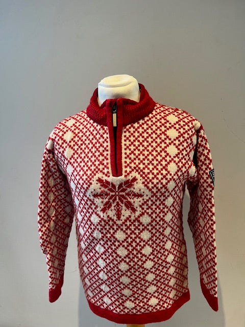 Dale of Norway knitted wool ¼ zip jumper red/white 10 yrs