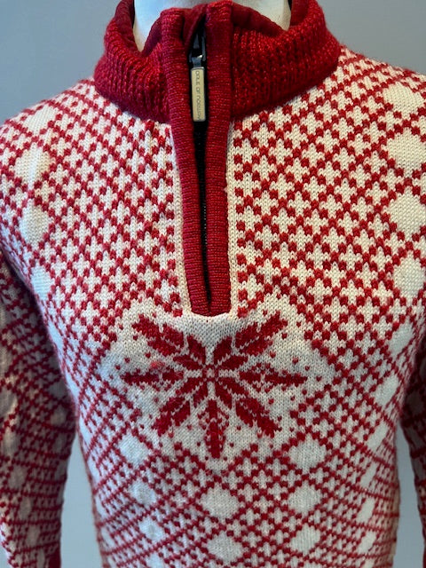 Dale of Norway knitted wool ¼ zip jumper red/white 10 yrs